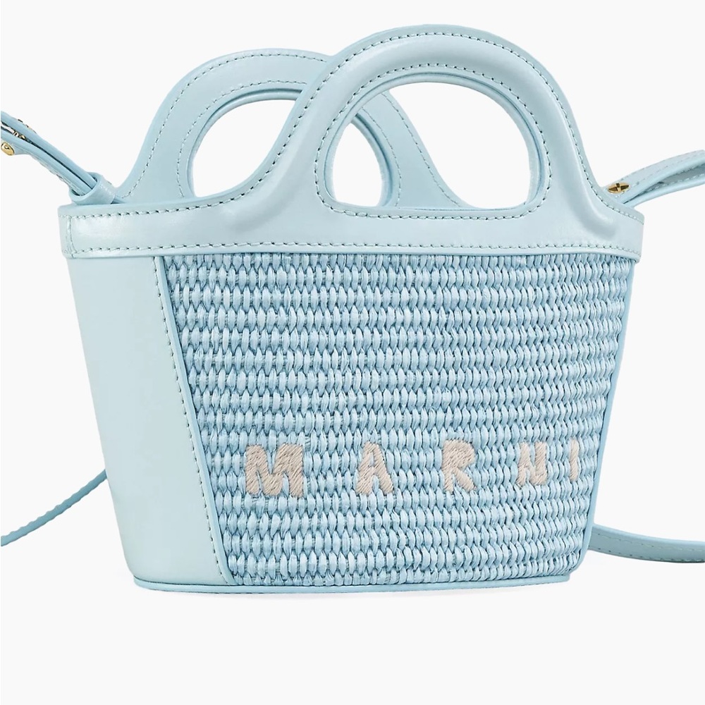 MARNI Micro Tropicalia Tote in Pale Mint/ Light Blue